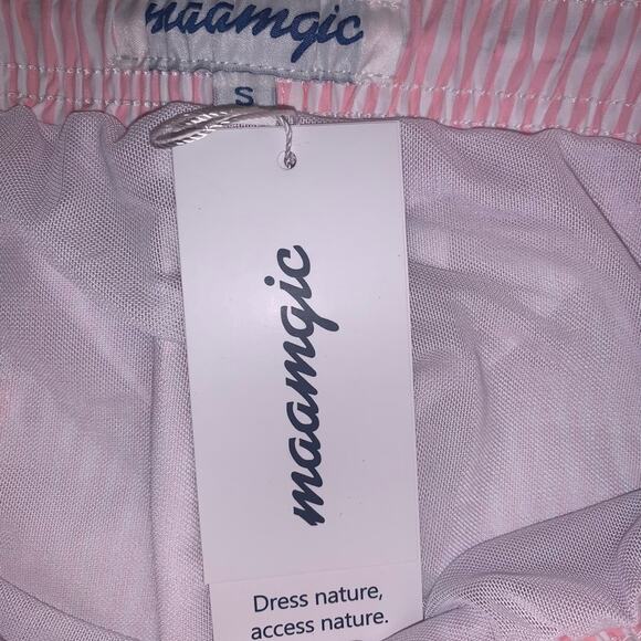 Maamgic Men’s Swim Trunks. Pink White. Small - Picture 10 of 11